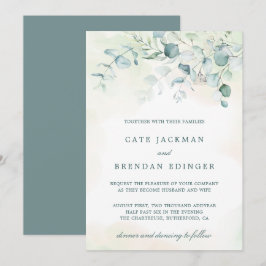 エレガントなボタニカルグリーンのユーカリの結婚式 招待状