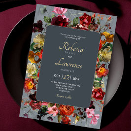 エレガントなボタニカルグレイの結婚式招待状 招待状
