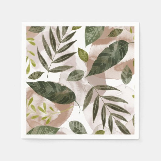 エレガントなボタニカルサファリの葉 スタンダードカクテルナプキン (正面)