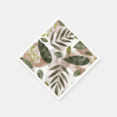 エレガントなボタニカルサファリの葉 スタンダードカクテルナプキン (角)