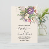 エレガントなボタニカルパープルアイボリーグリーンフラワーのウェディング 招待状 (スタンド正面)