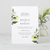 エレガントなボタニカルレモンの結婚式招待状 招待状 (スタンド正面)