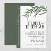 エレガントなボタニカル水彩グリーンの結婚式の招待状 招待状 (正面/裏面)