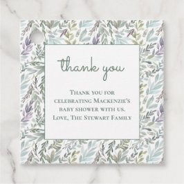 エレガントなボタニカル水彩ベビーシャワー フェイバータグ