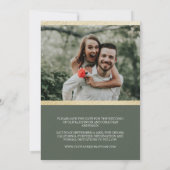 エレガントなボタニカル サージュグリーン ゴールド セーブ・ザ・デート 招待状 (裏面)