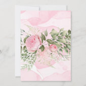 エレガントなボタニカル ピンクの藤の花のウェディングシャワー 招待状 (裏面)