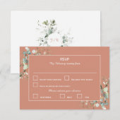 エレガントなボタニカル ユーカリ グリーンネリー & テラコッタ 出欠カード (正面/裏面)