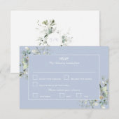 エレガントなボタニカル ユーカリ グリーンネリー、ハイドランジア 出欠カード (正面/裏面)