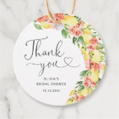 エレガントなボタニカル レモン ブライダル シャワー 感謝祭 フェイバータグ (正面)