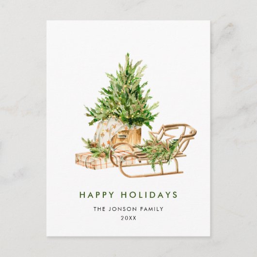 エレガントなボヘミアンのクリスマスコンポジション ホリデー ポストカード (正面)
