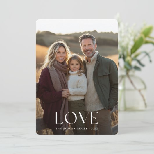 エレガントなボヘミアンの愛家族子供写真バレンタイン シーズンカード (スタンド正面)