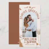 エレガントなボヘミアンの新婚夫婦のクリスマス 1枚の写真 シーズンカード (正面/裏面)