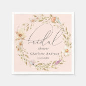 エレガントなボヘミアンの花輪と手書きの結婚前お祝い スタンダードカクテルナプキン (正面)