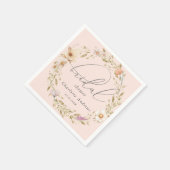 エレガントなボヘミアンの花輪と手書きの結婚前お茶会 スタンダードカクテルナプキン (角)