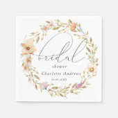 エレガントなボヘミアンの花輪と手書きの結婚前お茶会 スタンダードカクテルナプキン (正面)