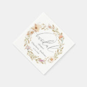 エレガントなボヘミアンの花輪と手書きの結婚前お茶会 スタンダードカクテルナプキン (角)