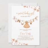 エレガントなボヘミアンガール ベビー服 ベビーシャワー 招待状 (正面)