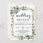 エレガントなボヘミアングリーン Succulent 葉のウェディング 招待状 (正面)