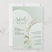 エレガントなボヘミアンスタイルのアーチグリーンの葉のブッシュフローラル 招待状 (正面)