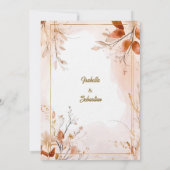 エレガントなボヘミアンスタイルのウェディング招待状 水彩フラワーデザインとゴールドアクセント付き 招待状 (裏面)