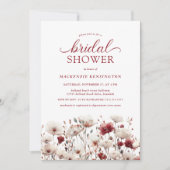エレガントなボヘミアンスタイルのサマー・フォール・ワイルドフラワーのブライズシャワー 招待状 (正面)