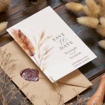 エレガントなボヘミアンスタイルのパンパスを使った秋のウェディングウォーターカラー