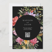 エレガントなボヘミアンスタイルのブラックダッチフラワーウェディング 招待状 (裏面)