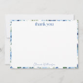 エレガントなボヘミアンスタイルのライトブルーの水彩カスタムウェディング サンキューカード (正面)