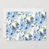 エレガントなボヘミアンスタイルのライトブルーの水彩カスタムウェディング サンキューカード (裏面)