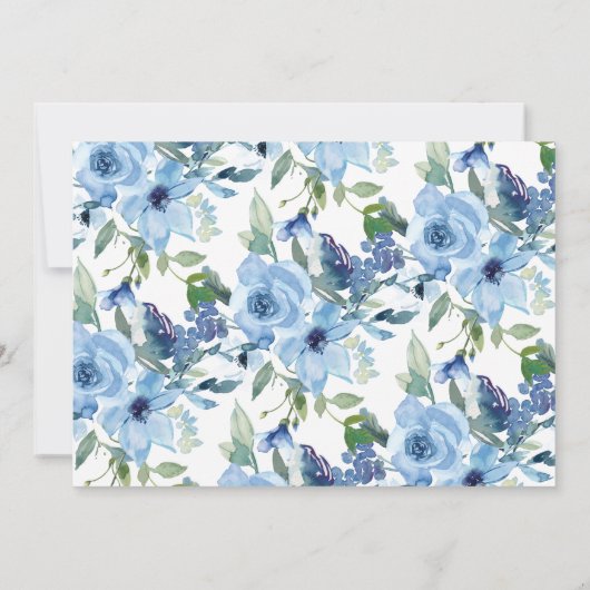 エレガントなボヘミアンスタイルのライトブルーの水彩カスタムウェディング サンキューカード (裏面)