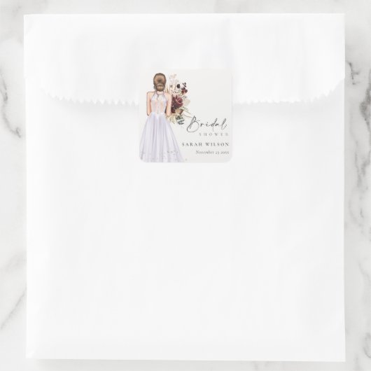 エレガントなボヘミアンスタイルのライラックウェディングドレス ブライダルシャワー スクエアシール (バッグ)