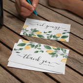 エレガントなボヘミアンスタイルのレモンとグリーンウォーターカラー サンキューカード