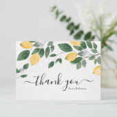 エレガントなボヘミアンスタイルのレモンとグリーンウォーターカラー サンキューカード (スタンド正面)