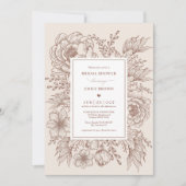 エレガントなボヘミアンスタイルの植物テラコッタ ブライダルシャワー 招待状 (正面)