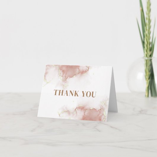 エレガントなボヘミアンスタイルの水彩アゲートゴールドベビーシャワー サンキューカード (正面)