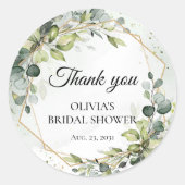 エレガントなボヘミアンスタイルの水彩グリーンユーカリウエディング ラウンドシール (正面)