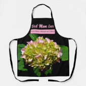 エレガントなボヘミアンスタイルの緑、黄色、ピンクのハイドランジアの花 エプロン (正面)