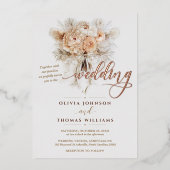 エレガントなボヘミアンスタイルの花モチーフの結婚式の招待状 箔招待状 (正面)