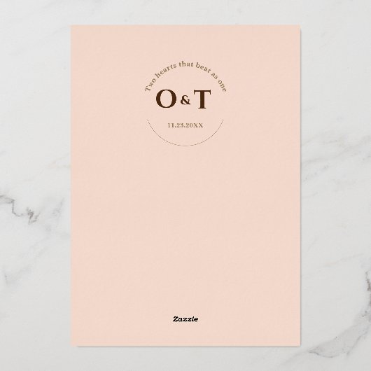 エレガントなボヘミアンスタイルの花モチーフの結婚式の招待状 箔招待状 (裏面)