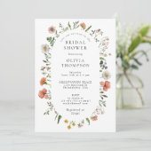 エレガントなボヘミアンスプリングワイルドフラワーアーチ ブライダルシャワー 招待状 (スタンド正面)