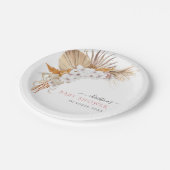 エレガントなボヘミアンチックなホワイトフラワーのブライズシャワー ペーパープレート (アングル)