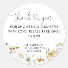 エレガントなボヘミアンチックなワイルドフラワーの花の感謝 ラウンドシール