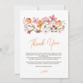 エレガントなボヘミアンチックな野の花のブライズシャワー サンキューカード (正面)