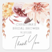 エレガントなボヘミアンチック フラワーブライダルシャワーギフト スクエアシール (正面)