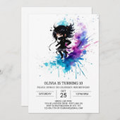 エレガントなボヘミアンニンジャガールの誕生日 招待状 (正面/裏面)