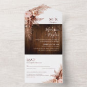 エレガントなボヘミアンパンパスグラスとラスティックウッドの結婚式 オールインワン招待状 (内側)