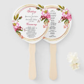 エレガントなボヘミアンピンクの花の結婚式の儀式 ハンドファン (正面&裏面)