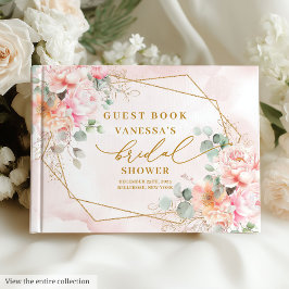 エレガントなボヘミアンピンクゴールドグリッター ブライダルシャワー ゲストブック