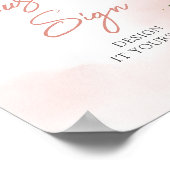 エレガントなボヘミアンピンクゴールドフラワーのカスタムサイン ポスター (角)