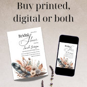 エレガントなボヘミアンフィージャー フラワーブライダルシャワー 招待状